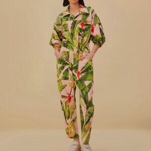 FARM Rio Pink Banana Leaves Jumpsuit M